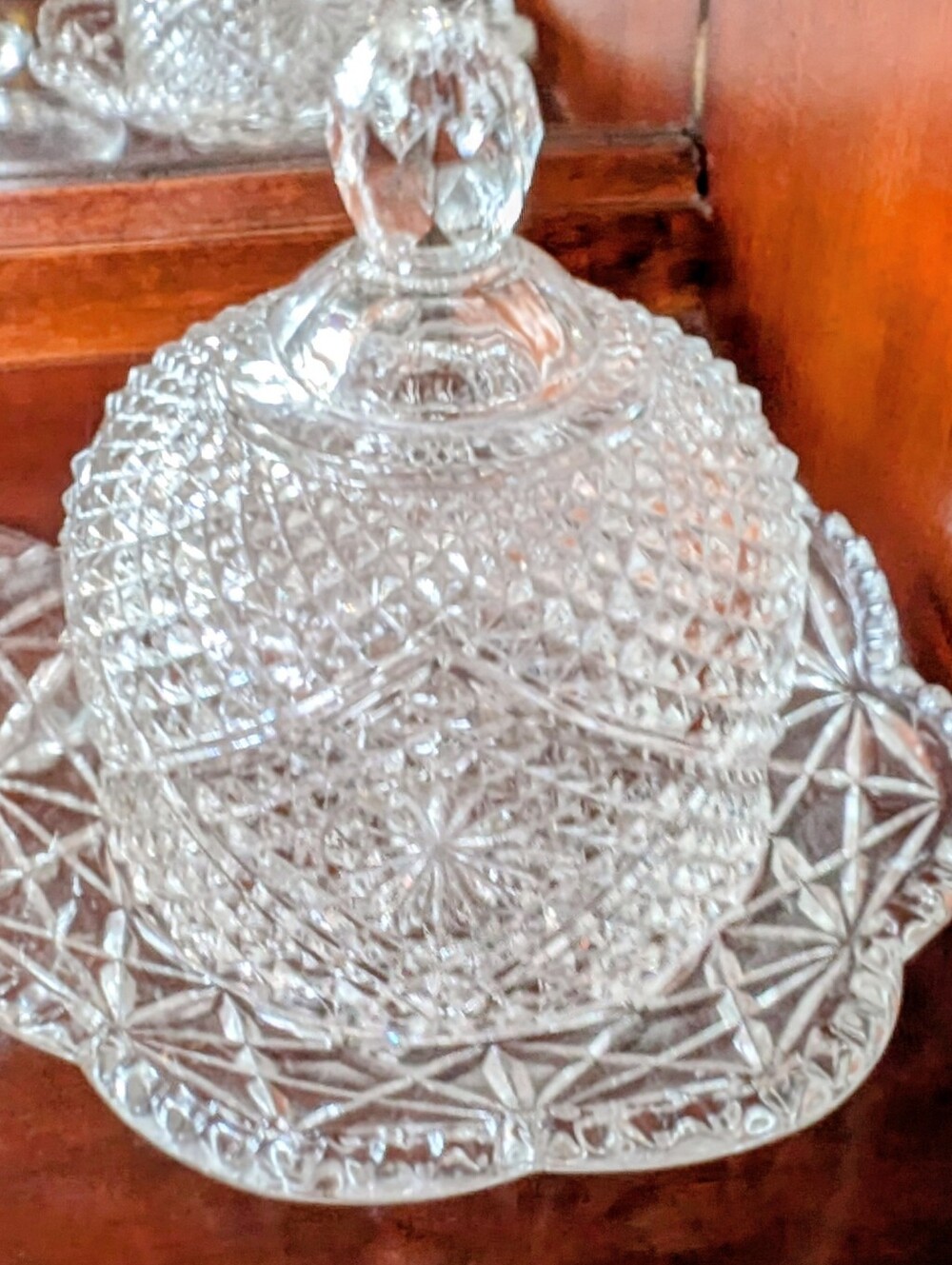 Avon Elegant 1973 Clear Cut-Glass Covered Butter Dish - Classic Crystal-Style